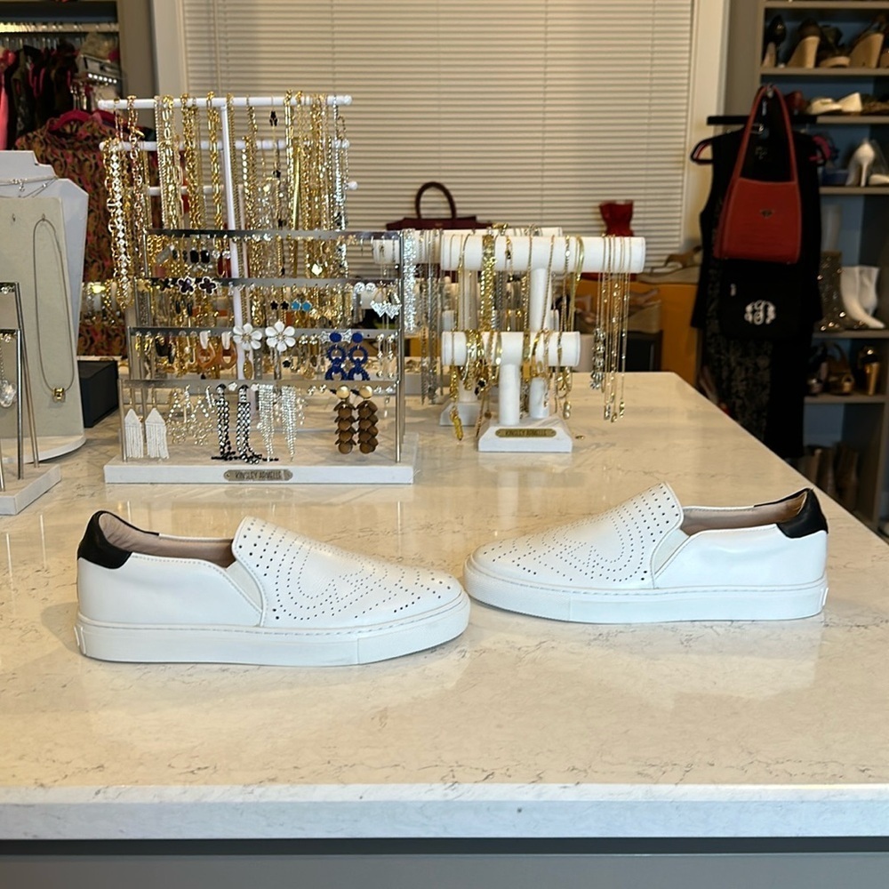 Kate Spade white leather loafers size 8